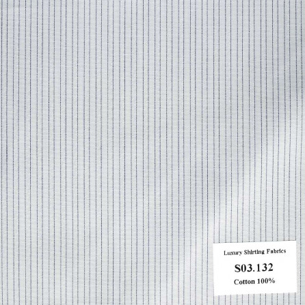 S03.132 Kevinlli S3 - Sơmi 100% Cotton - Xanh Dương Trắng Sọc